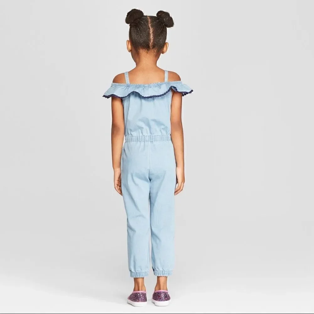 Genuine Kids Toddler Girls' denim Romper bleu